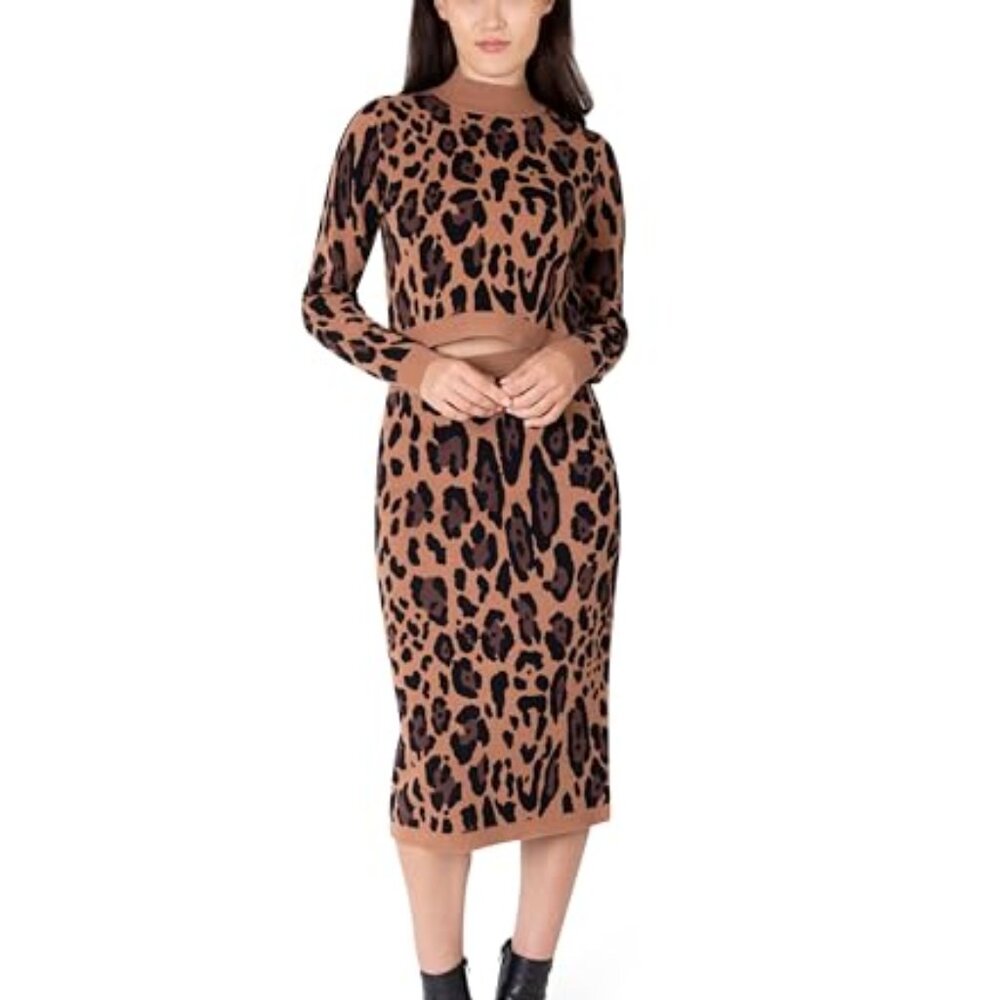 NWT Paris Hilton Mock Neck Sweater & Midi Pencil Skirt Set M MSRP $109